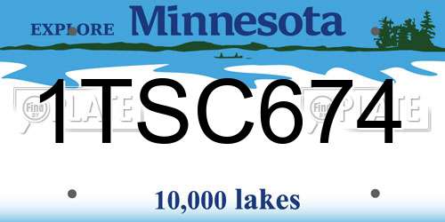 1TSC674 Minnesota License Plate