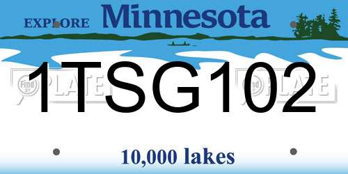 1TSG102 Minnesota License Plate