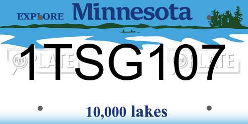 1TSG107 Minnesota License Plate
