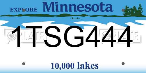 1TSG444 Minnesota License Plate