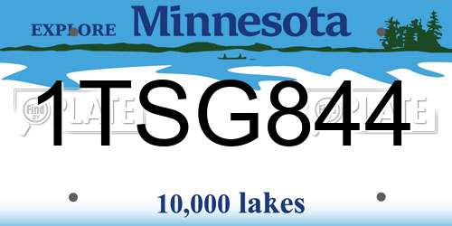 1TSG844 Minnesota License Plate