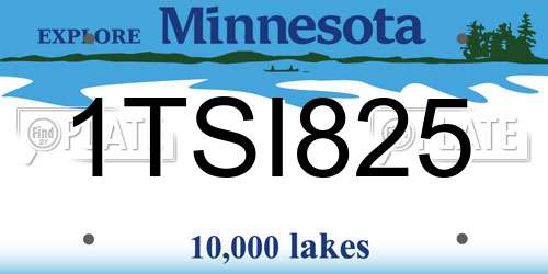 1TSI825 Minnesota License Plate
