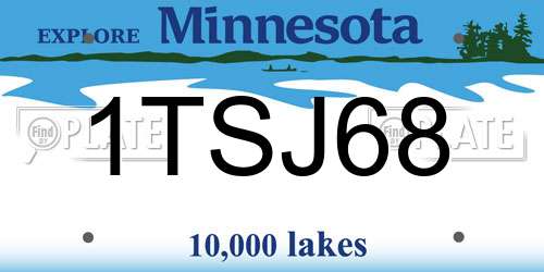1TSJ68 Minnesota License Plate