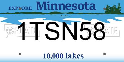 1TSN58 Minnesota License Plate