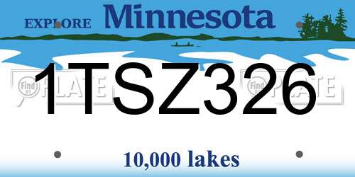 1TSZ326 Minnesota License Plate