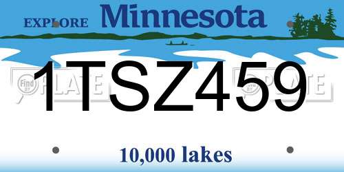 1TSZ459 Minnesota License Plate