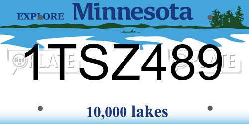1TSZ489 Minnesota License Plate