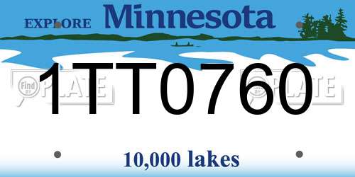 1TT0760 Minnesota License Plate