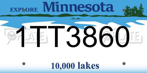 1TT3860 Minnesota License Plate