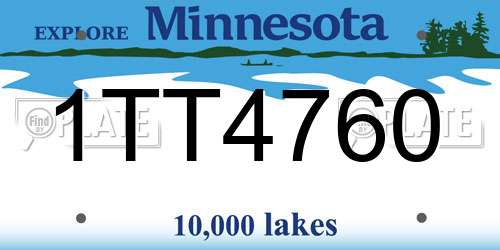 1TT4760 Minnesota License Plate