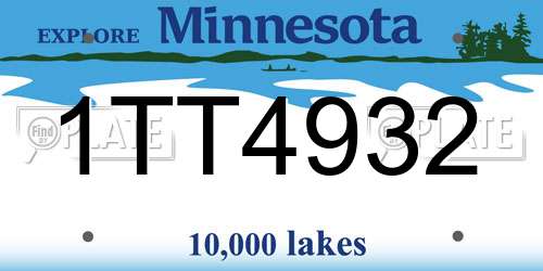 1TT4932 Minnesota License Plate