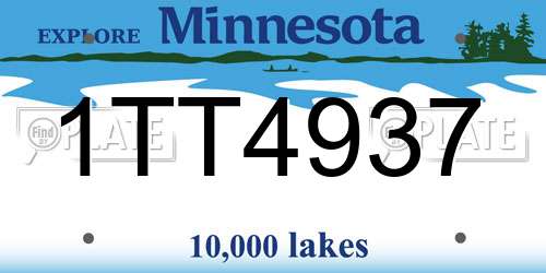 1TT4937 Minnesota License Plate
