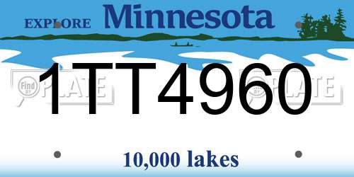1TT4960 Minnesota License Plate