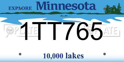 1TT765 Minnesota License Plate