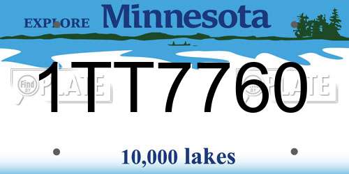 1TT7760 Minnesota License Plate