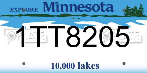 1TT8205 Minnesota License Plate