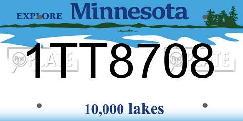 1TT8708 Minnesota License Plate