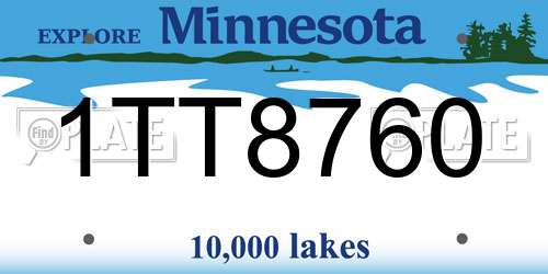 1TT8760 Minnesota License Plate
