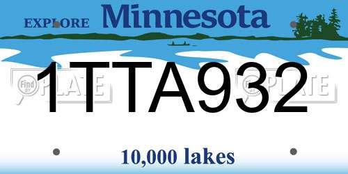 1TTA932 Minnesota License Plate