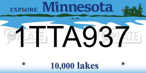 1TTA937 Minnesota License Plate