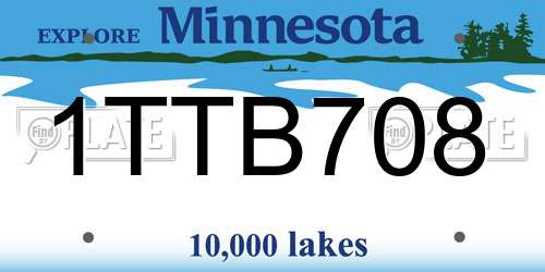 1TTB708 Minnesota License Plate