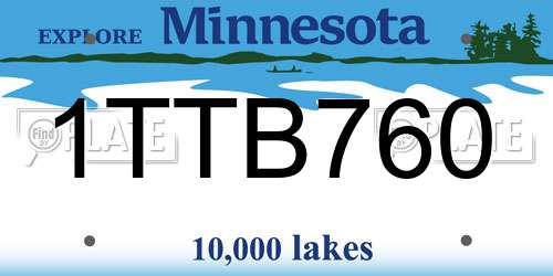 1TTB760 Minnesota License Plate