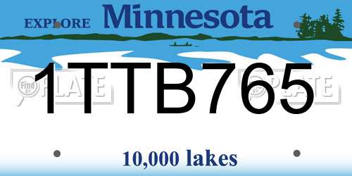 1TTB765 Minnesota License Plate