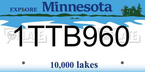 1TTB960 Minnesota License Plate