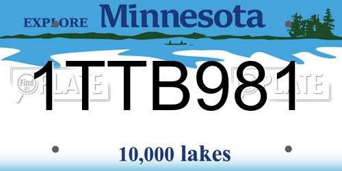 1TTB981 Minnesota License Plate