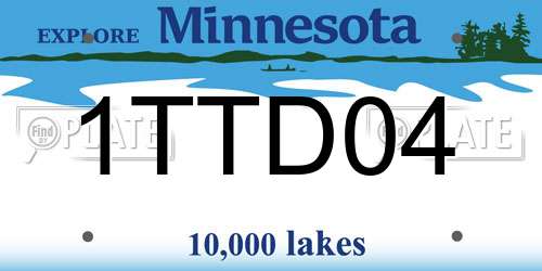 1TTD04 Minnesota License Plate