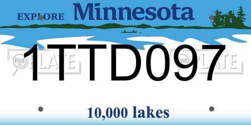 1TTD097 Minnesota License Plate