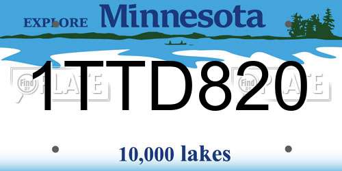 1TTD820 Minnesota License Plate