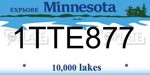 1TTE877 Minnesota License Plate
