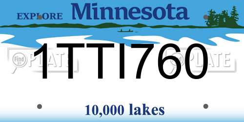 1TTI760 Minnesota License Plate