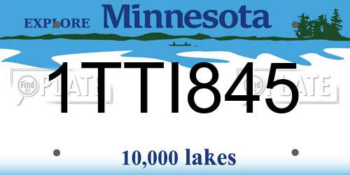 1TTI845 Minnesota License Plate