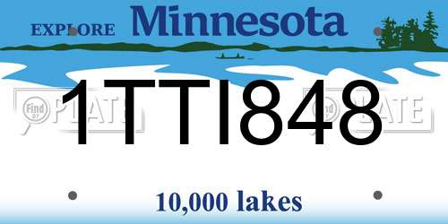 1TTI848 Minnesota License Plate