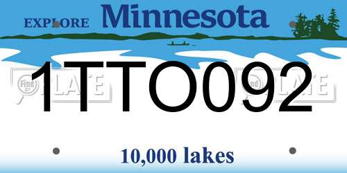 1TTO092 Minnesota License Plate