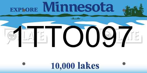 1TTO097 Minnesota License Plate