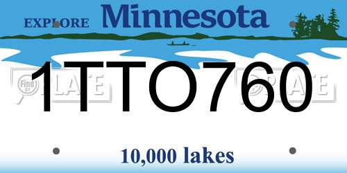1TTO760 Minnesota License Plate