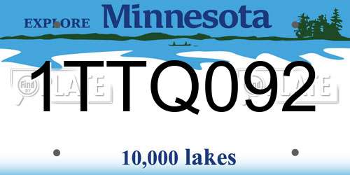 1TTQ092 Minnesota License Plate