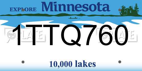 1TTQ760 Minnesota License Plate