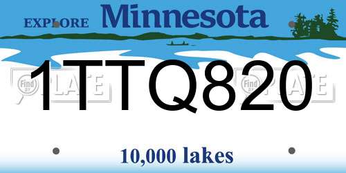 1TTQ820 Minnesota License Plate
