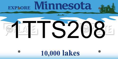 1TTS208 Minnesota License Plate