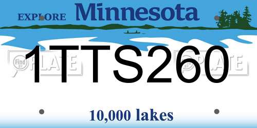 1TTS260 Minnesota License Plate