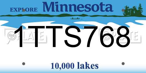 1TTS768 Minnesota License Plate