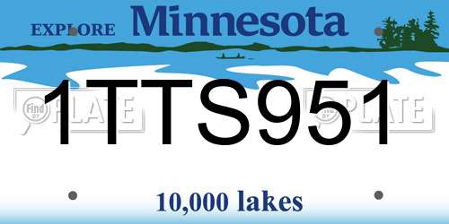 1TTS951 Minnesota License Plate