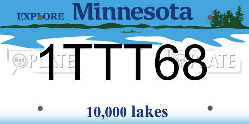 1TTT68 Minnesota License Plate