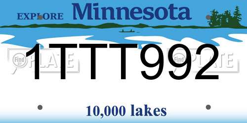 1TTT992 Minnesota License Plate