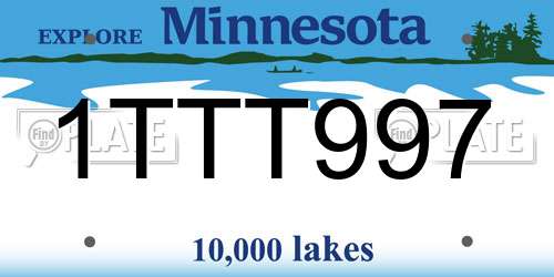 1TTT997 Minnesota License Plate