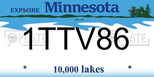 1TTV86 Minnesota License Plate